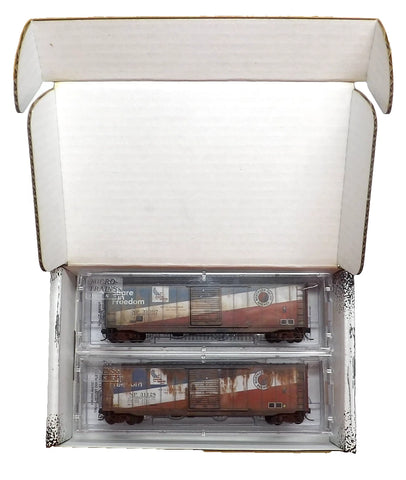 N Micro Trains 983105109 Northern Pacific Weathered 50' Freedom (2) Boxcar Set