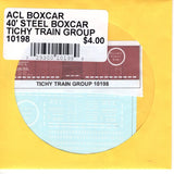 HO Scale Tichy Train 10198 ACL Boxcar 40' Steel Boxcar Decal Set