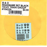 N Scale Tichy Train 10422N Baltimore & Ohio (B&O) Roadname Set Black Decal Set
