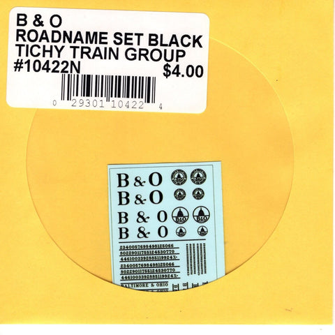 N Scale Tichy Train 10422N Baltimore & Ohio (B&O) Roadname Set Black Decal Set