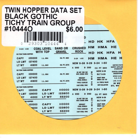 O Scale Tichy Train 10444O Twin Hopper Data Set Black Gothic Decal Set
