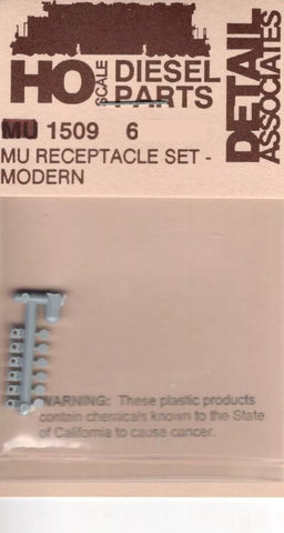 HO Scale Detail Associates 1509 MU Receptacle Set - Modern Pkg (6)
