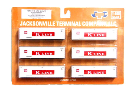N Scale Jacksonville Terminal 405619 K-Line 40' High Cube Reefer Set (6) pcs