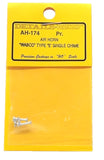 HO Scale Details West AH-174 Wabco Type E, Single-Chime Air Horns pkg (2)