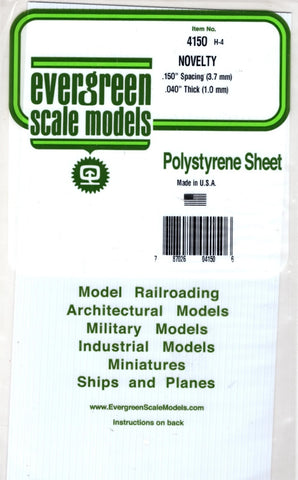 Evergreen 4150 Styrene Novelty Siding .150" Spacing .040 Thick 6x12" Sheet