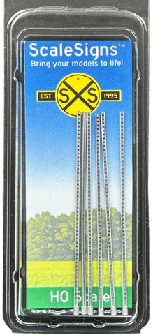 HO Scale ScaleSigns.com 14000 Silver Pinnacle-U-Channel Sign Posts (6) pcs