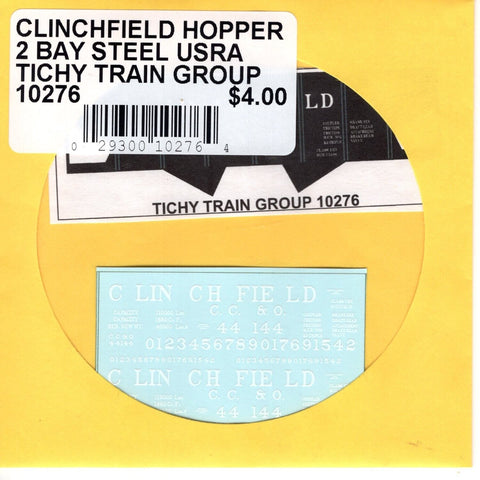 HO Scale Tichy Train 10276 Clinchfield Hopper 2 Bay Steel USRA Decal Set