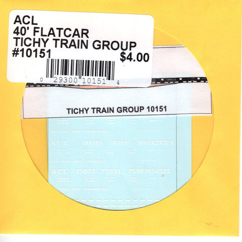 HO Scale Tichy Train 10151 ACL Atlantic Coast Line 40' Flatcar Decal Set