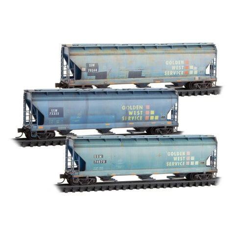 N Scale Micro Trains 98305092 SSW ex-Golden West 3-Bay Covered Hoppers 3-Pack