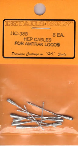 HO Scale Details West HC-388 HEP Cables For Amtrak Locos 8 Ea.