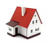 N Scale Rock Island Hobby 43107 Pre-Built White w/Red Roof Bungalow House