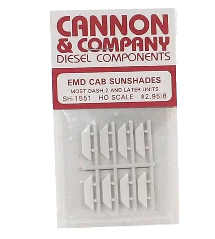 HO Scale Cannon & Company SH-1551 EMD Cab Sunshades pkg (8)