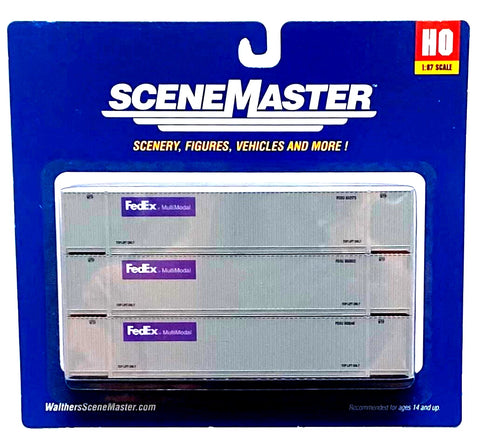 HO Scale Walthers SceneMaster 949-18503 Fed Ex 53' Singamas Container (3) pcs