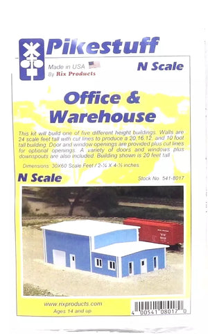 N Scale Pikestuff 541-8017 Blue 30 x 60' Office & Warehouse Building Kit