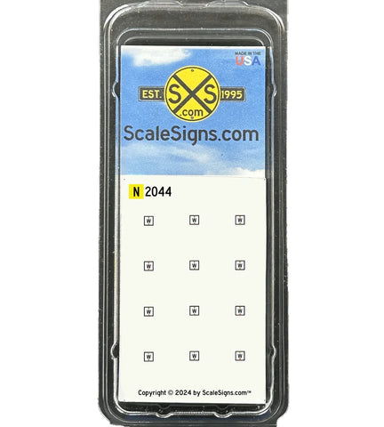 N Scale ScaleSigns.com 2044 W Train Whistle Sign (12) pcs