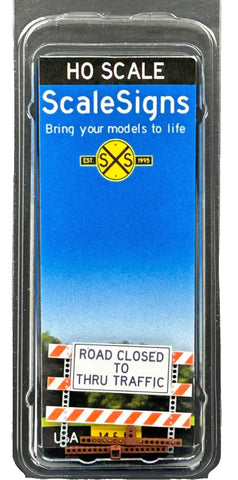 HO Scale ScaleSigns.com 400368 Type 3 Road Closed to Thru Traffic Barricade
