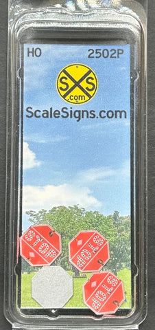 HO Scale ScaleSigns.com 2502P Pre-Cut Stop Sign with Cat Eyes Sign (4) pcs