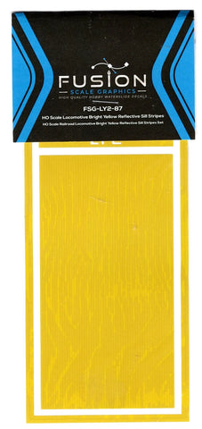 HO Scale Fusion Graphics LY2-87 Bright Yellow Reflective Sill Stripes Decal Set