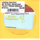 HO Scale Tichy Train 10131 UP Union Pacific 40' Steel Boxcar Decal Set