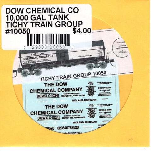 HO Scale Tichy Train 10050 Dow Chemical Co 10,000 Gal Tank Decal Set