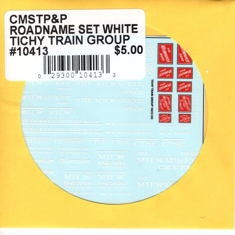 HO Scale Tichy Train 10413 CMSTP&P Roadname Set White Decal Set