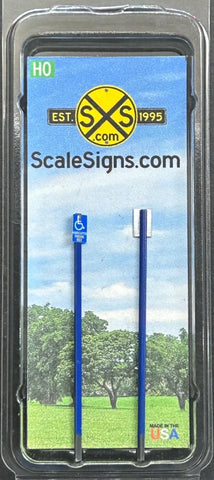 HO Scale ScaleSigns.com 1981c Handicap Reserved Parking Only Sign (2) pcs