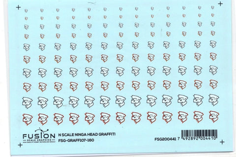 N Scale Fusion Graphics 107-160 Ninga Head Graffiti Decal Set