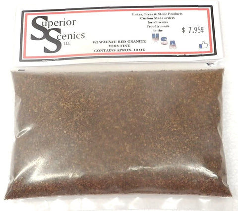 HO Scale Superior Scenics Very Fine Wisconsin Wausau Red Granite Ballast 10 oz