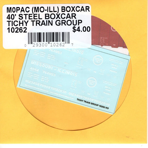 HO Scale Tichy Train 10262 MoPac (MO-ILL) 40' Steel Boxcar Decal Set