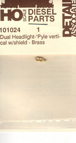 HO Scale Detail Associates 101024 Dual Headlight - "Pyle" Vertical w/Shield