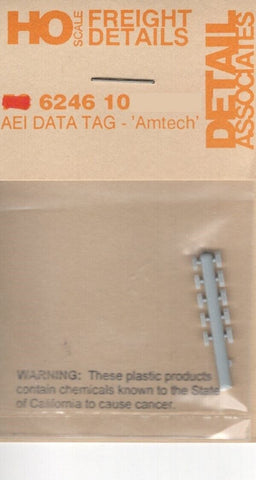 HO Scale Detail Associates 6246 AEI Data Tag - 'Amtech' 10/Pkg