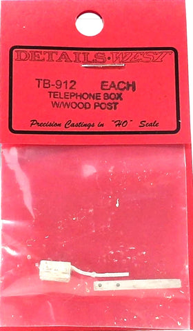 HO Scale Details West TB-912 Telephone Box with Post