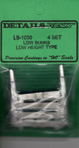 HO Scale Details West LB-1030 4 Sets Low Bunks Low Height Type