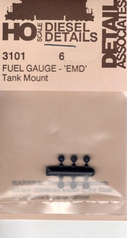 HO Scale Detail Associates 3101 Fuel Gauge - 'EMD' Tank Mount 6 pkg