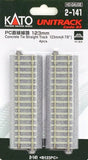 HO Scale Kato Unitrack 2-141 4-7/8" Straight Track w/Concrete Ties pkg (4)