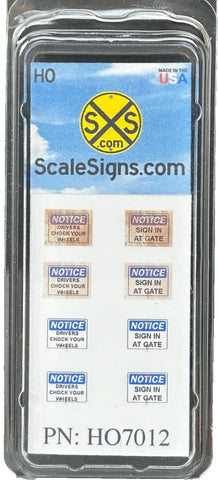 HO Scale ScaleSigns.com 7012 Drivers Chock Your Wheels & Sign in at Office Sign
