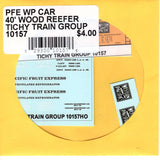 HO Scale Tichy Train 10157 PFE WP Car 40' Wood Reefer Decal Set