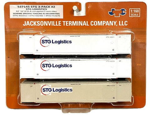 N Scale Jacksonville Terminal 537145 ex-XPO STG Logistics 53' Container (3)pc #2