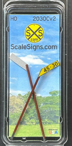 HO Scale ScaleSigns.com 2030Cv2 Speed Limit Slim 45-30 Sign (2) pcs