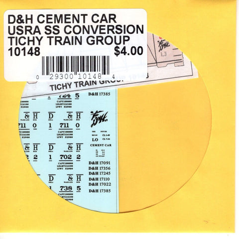 HO Scale Tichy Train 10148 D&H Cement Car USRA SS Conversion Decal Set