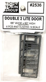 N Scale Tichy Train Group 2536 66" x 80" 2-Light Double Wood Door (4) pcs