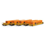 HO Scale Athearn 98929 TTX DTTX 73006 Maxi I Well Cars w/5 Hapag-Lloyd Container