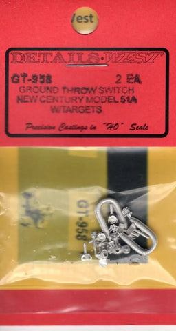 HO Scale Details West GT-958 2 EA. Ground Throw Switch New Century Model 51A