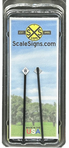HO Scale ScaleSigns.com 2040c Black om White Train Whistle/Horn "W" Sign (2) pcs