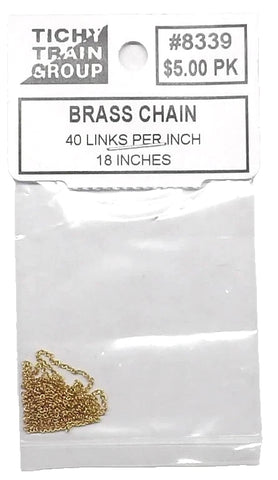 HO Scale Tichy Train Group 8339 Brass Chain 40 Links Per Inch 18" Long