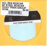 HO Scale Tichy Train 10199 ACL REA Boxcar 40' Steel Boxcar Decal Set