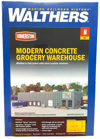N Scale Walthers Cornerstone 933-3864 Concrete Grocery Warehouse