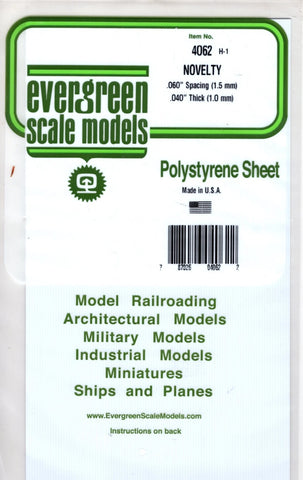 Evergreen 4062 Styrene Novelty Siding .060" Spacing .040 Thick 6x12" Sheet