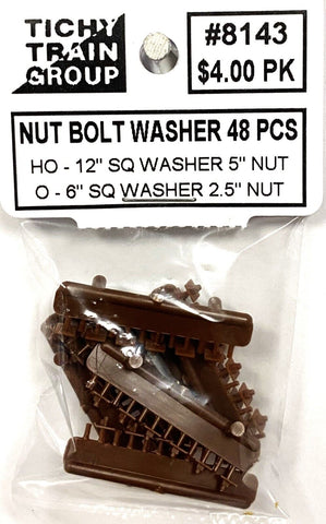 HO Scale Tichy Train Group 8143 3" Bolt 5" Nut 12" Star Washer Casting pkg (48)