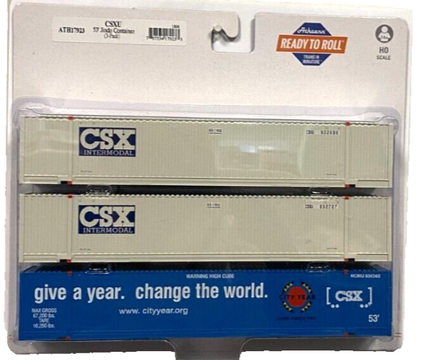 HO Scale Athearn 17923 CSX Change the World 53' Jindo Container Set (3) pcs